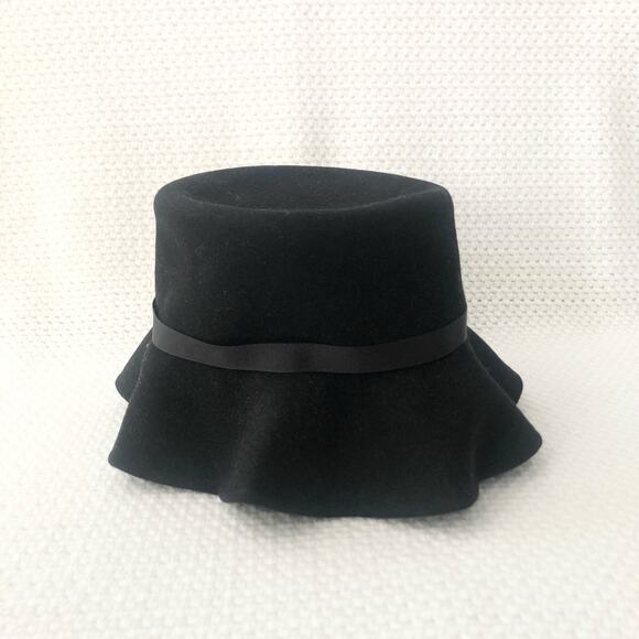 Yunotme X Pamplemousse Black ALICE Rabbit Pleated Brim Structured Ribbon Hat main image 6